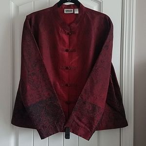 Burgundy silk Chico's jacket size 3